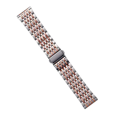22mm Luxury Stainless Steel Nine Bead Watch Strap Folding Buckle Metal Bracelet for Smart and Classic Watches